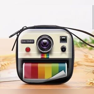 NEW Mini Coin Purse Polaroid Camera Print Retro, Vintage Coin Purse, Earbuds